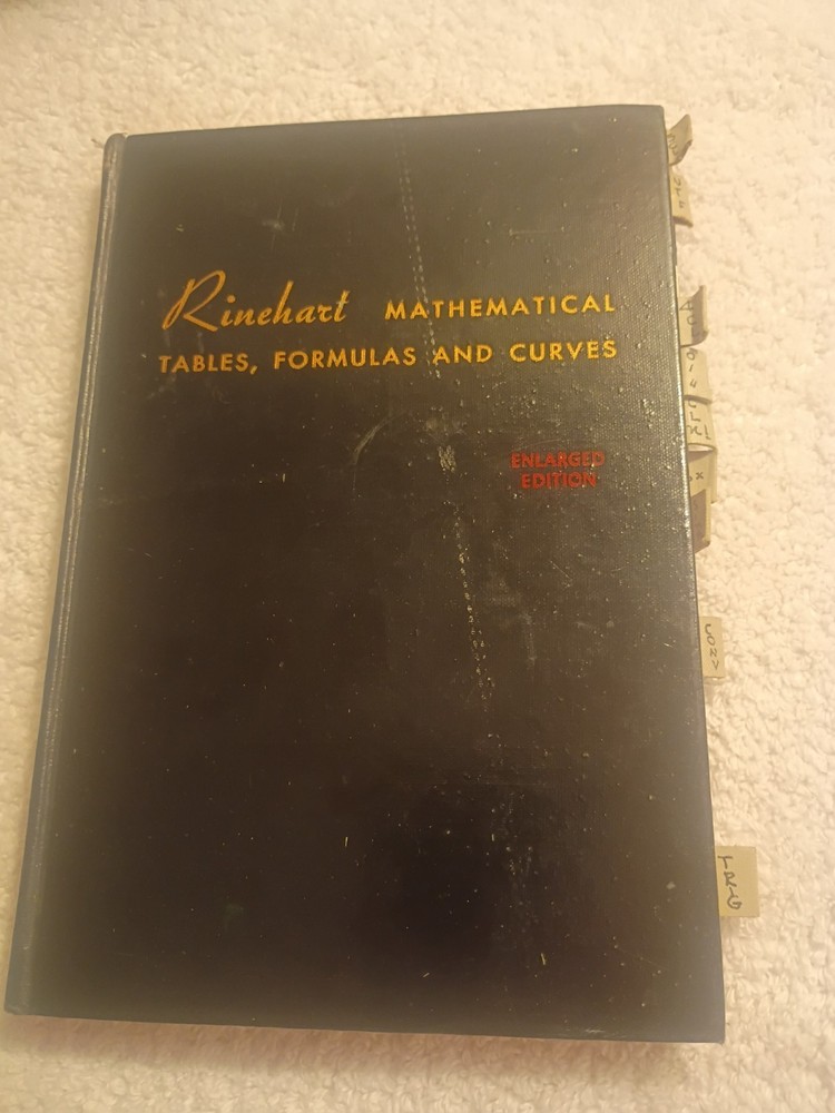 Vintage 1957, “Rinehart Mathematical Tables, Formulas & Curves” Enlarged Edition