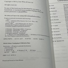 Inspecticides Volume 5 Progress in Pecticide Biochemistry & Toxicology Hutson
