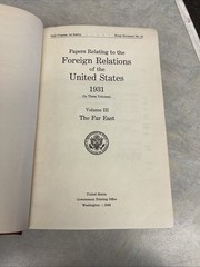 Foreign Relations Of The United States/ 1931/ Vol 3