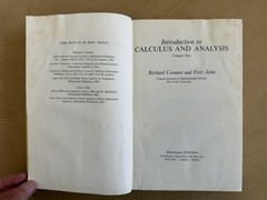 INTRODUCTION TO CALCULUS AND ANALYSIS Vol. 1 R. Courant F. John 1965 HCDJ