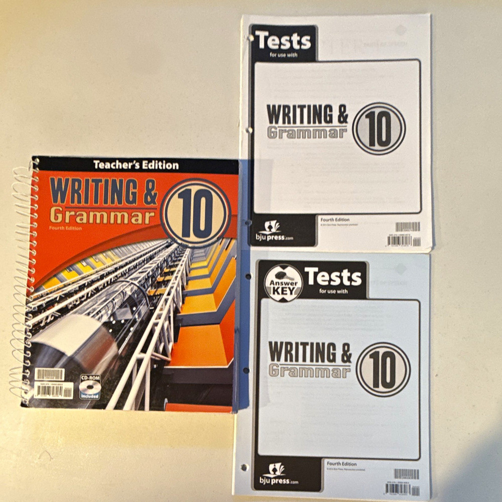 BJU Press Writing & Grammar 10 Teacher’s Ed Tests Answer Key 4th CD-ROM 2014
