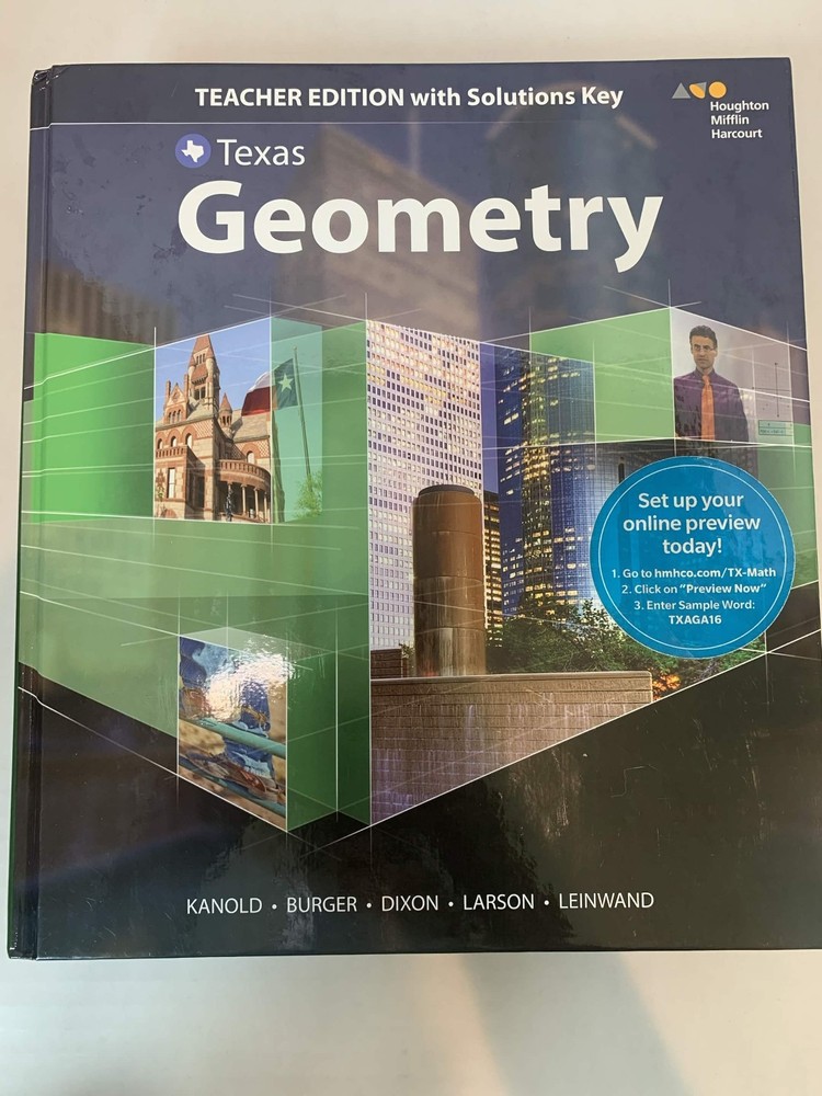 Texas Geometry Houghton Mifflin Harcourt Teacher Edition with Solutions Key