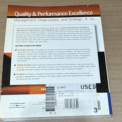 Thomson South-Western Quality & Performance Excellence Evans 5th Ed Paperback