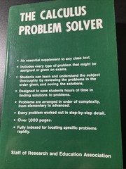 The Calculus Problem Solver (REA) Over 1000 Pages! (Ships Immediately!)/ B2480