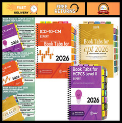 2026 Medical Coding Index Tabs Set – CPT, ICD-10, HCPCS Level II, Color-Coded, D