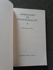Approaches to Intentionality by William Lyons (1998, Uk-Trade Paper)