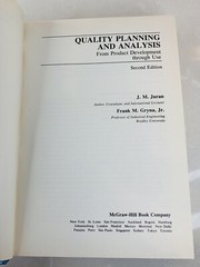 QUALITY PLANNING ANALYSIS for Product Development J M JURAN Frank GRYNA HC Book