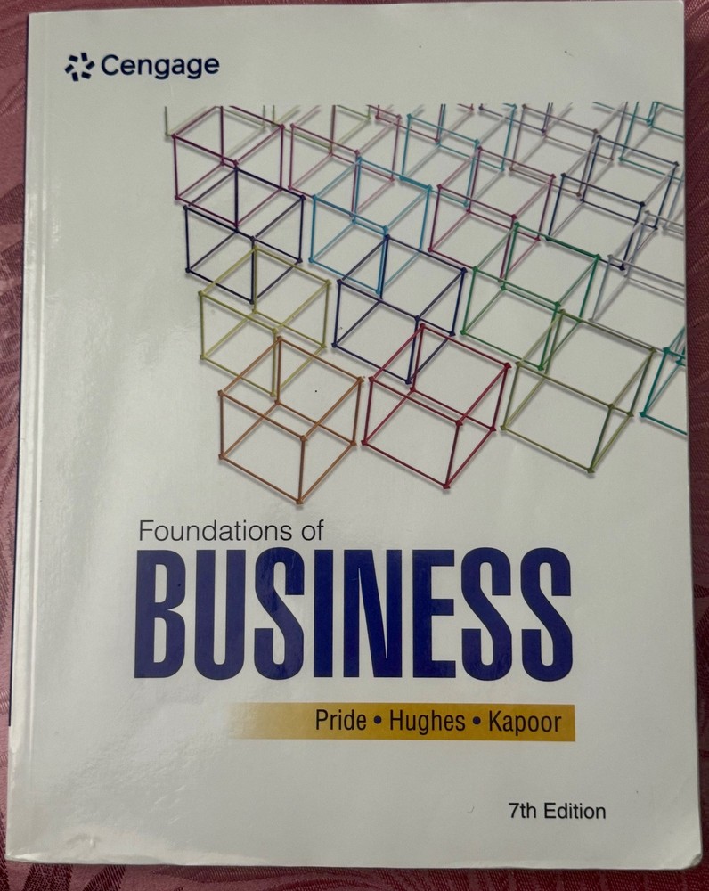 Foundations of Business 7th Edition – Pride, Hughes, Kapoor. ISBN: 978-0-357-717