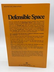 Defensible Space: Crime Prevention Through Urban Design by Oscar Newman 1st Ed