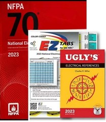 NFPA 70 2023 NEC Code Book Paperback + Ugly’s Electrical Ref Spiral +EZ TAB USPS