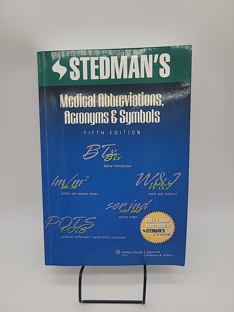 Stedman’s Medical Abbreviations, Acronyms & Symbols 5th Ed Reference Book