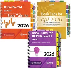 Index Tabs for AMA CPT Book, ICD-10 Code, HCPCS Level II, 3-Set Bundle 2026/2025