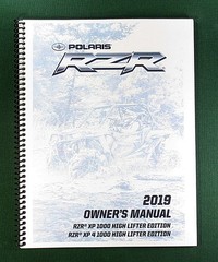 2019 Polaris RZR XP 1000 High Lifter Owner’s Manual: 184 pages & Clear Covers!