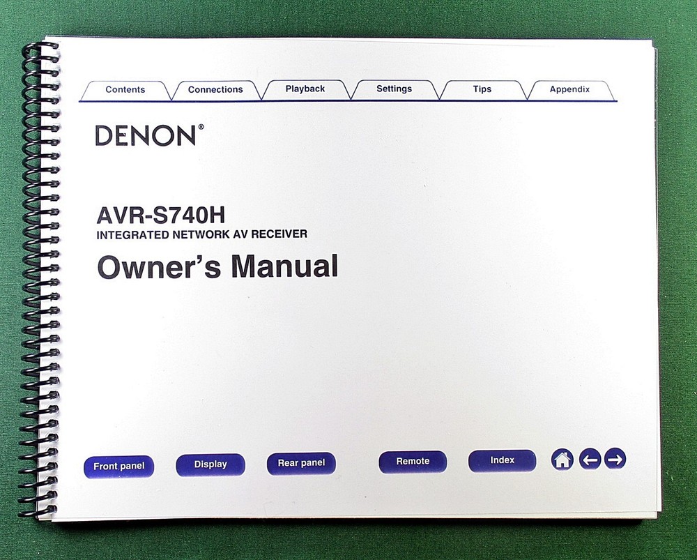 Denon AVR-S740W Instruction Manual: Full Color 272 Pages & Protective Covers!