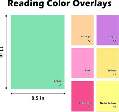 14 Pieces 11IN X 8.5IN Colored Overlays for Dyslexia, Dyslexia Reading Sheets, C