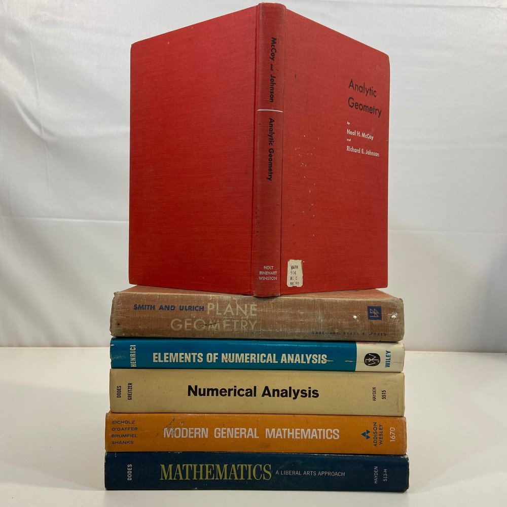 Vintage Science Math Textbooks 6 Book Lot Analytic Geometry Numerical Analysis