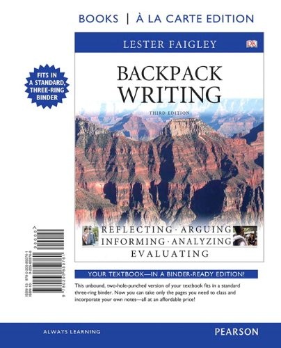 BACKPACK WRITING, BOOKS A LA CARTE EDITION (3RD EDITION) By Lester Faigley