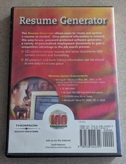 Resume Generator CD ROM by Cengage South Western Staff and Thomson South 2004