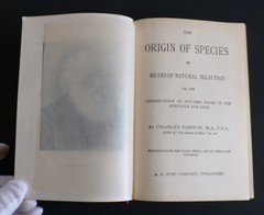 1891 to 1901 copy of Charles Darwin Origin of Species Great color cover dings