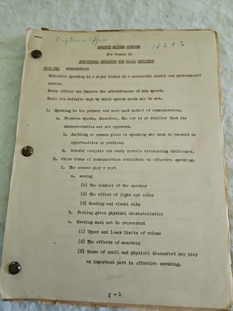 Ephemera – Military- Functional Speaking For Naval Officers Vintage 1940-50’s