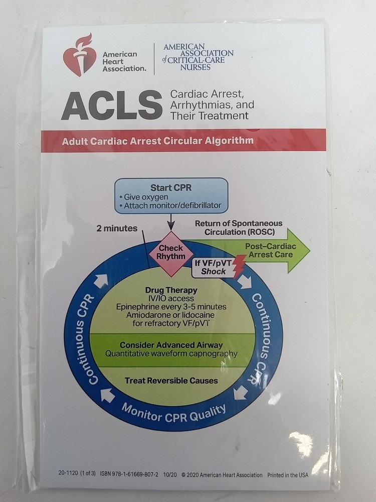 2020 ACLS Reference Cards American Heart Association Cardiac Arrest Lot of 10