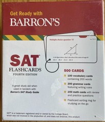 Barron’s SAT Flashcards 4th Edition 500 Cards For Test Prep Math, Vocab, Grammar