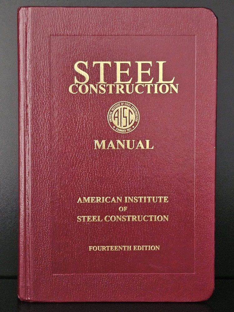 AISC Steel Construction Manual 14th Edition Dark Red Burgundy Leather Hardcover