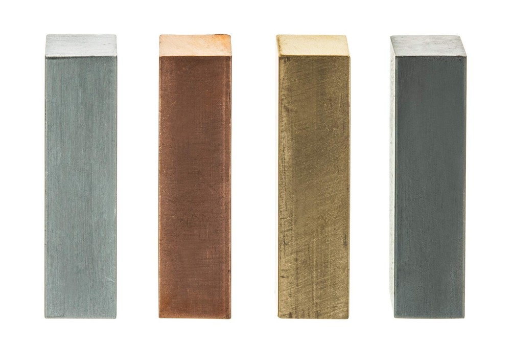 4pc Metal Block Set – Brass, Aluminum, Steel & Copper – 2″ x 0.5″ – for Densi…