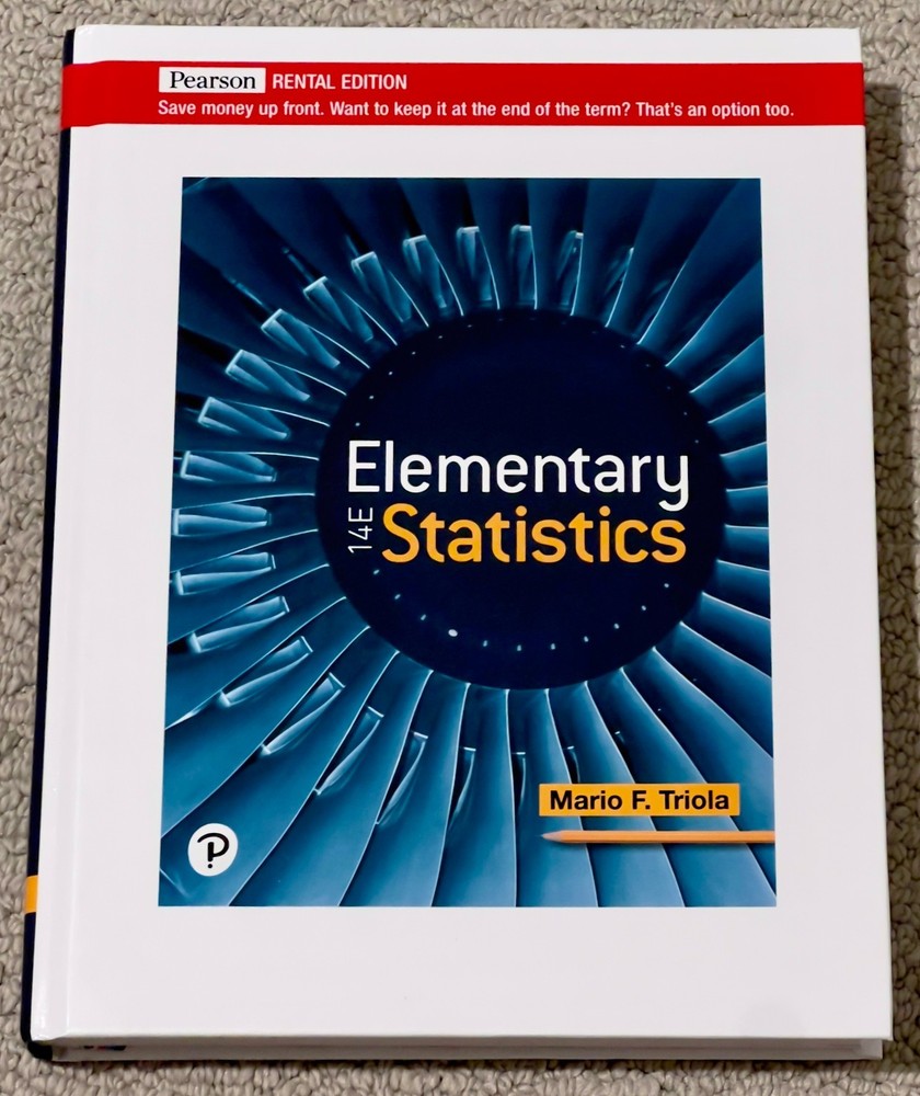 Elementary Statistics – Hard Cover, by Triola Mario – 14th Edition – New