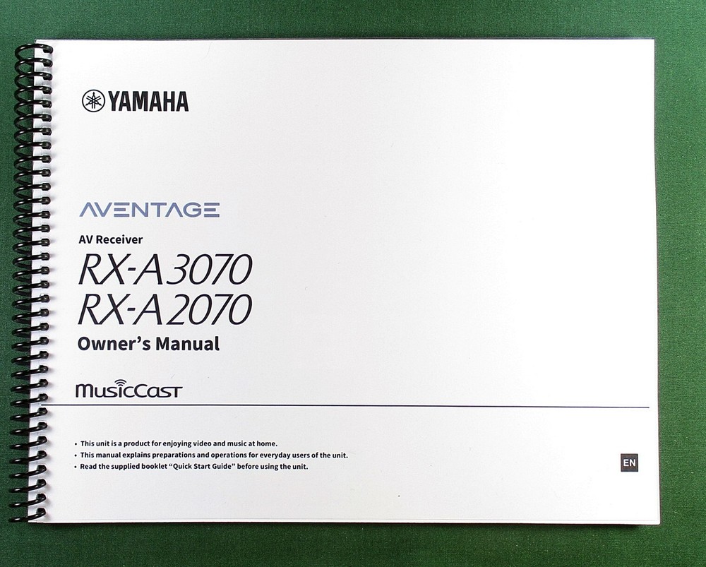 Yamaha RX-A3070 Instruction Manual: Full Color 209 Pages & Protective Covers!